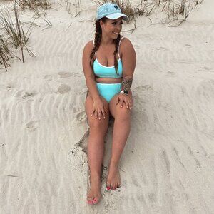 Light Blue High Waisted Swimsuit
